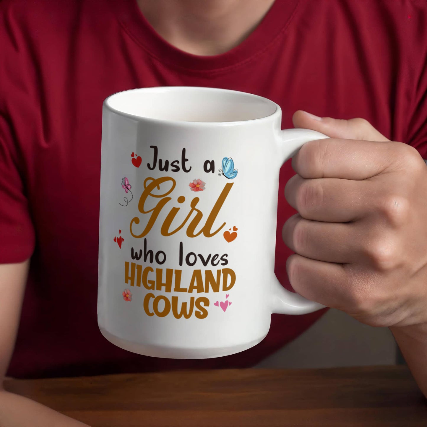 Just a Girl Who Loves Highland Cows - White Ceramic Mug