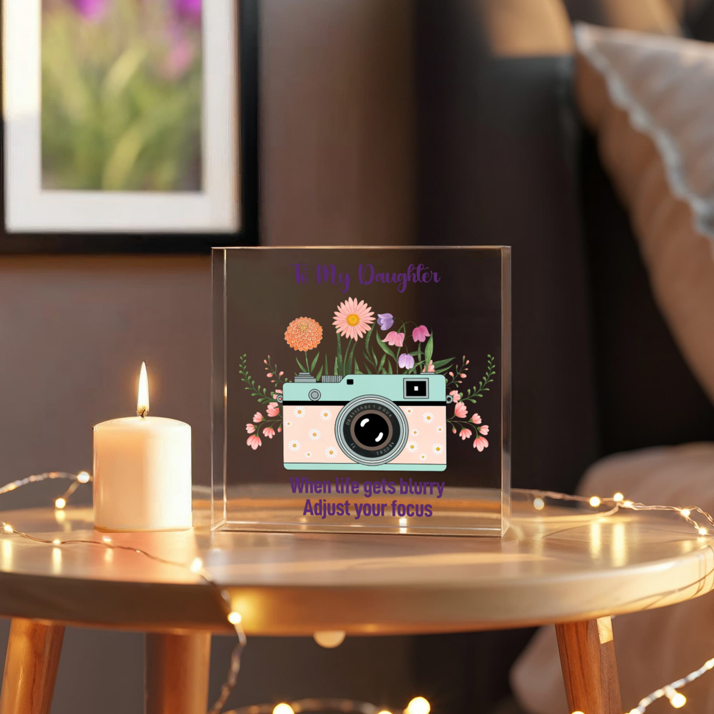 To My Daughter - Acrylic Block Keepsake Display 6" x 6"