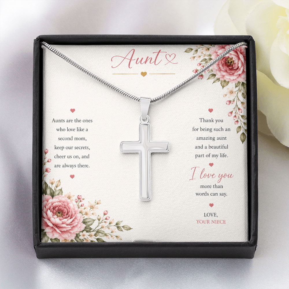Aunt - Artisan Cross  Necklace with Snake Chain