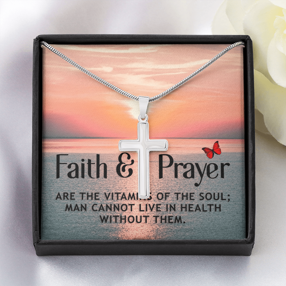 Faith & Prayer -- Artisan Cross Necklace with Snake Chain
