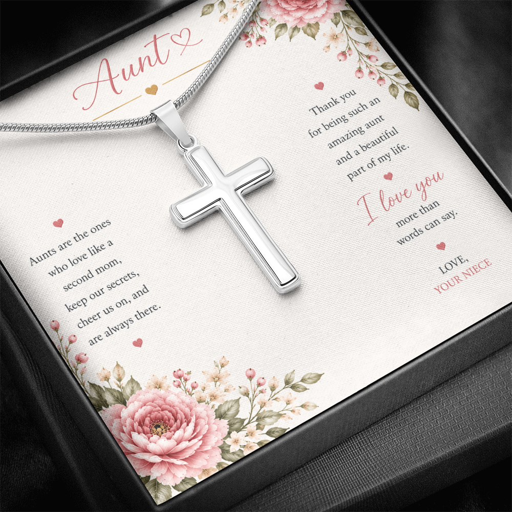 Aunt - Artisan Cross  Necklace with Snake Chain