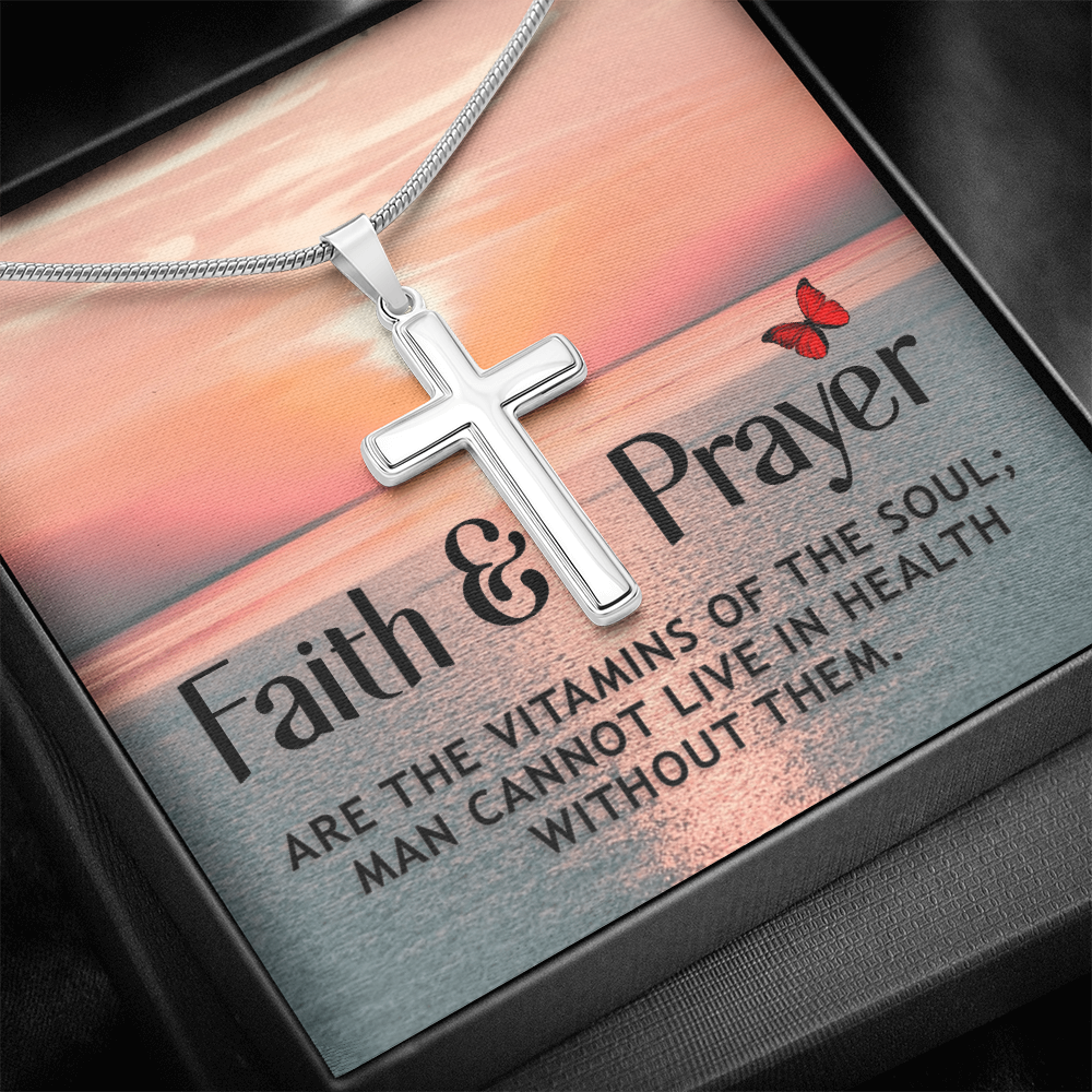 Faith & Prayer -- Artisan Cross Necklace with Snake Chain