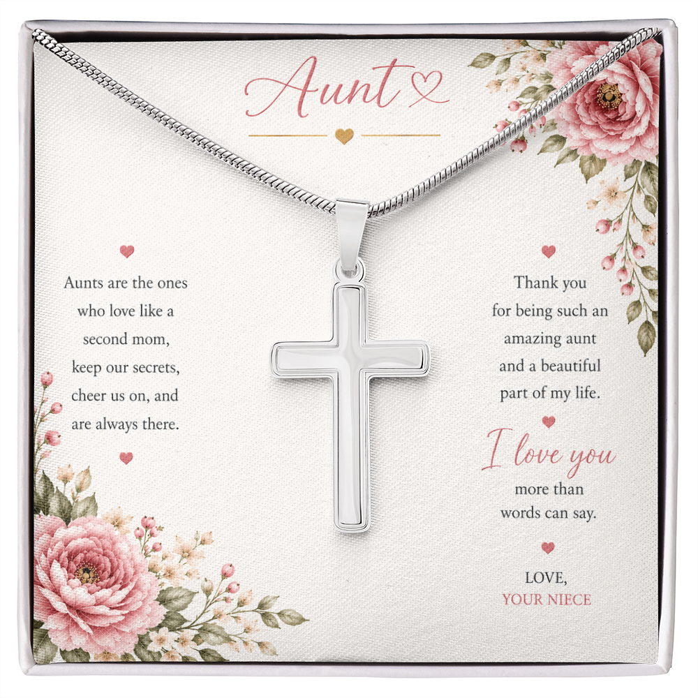 Aunt - Artisan Cross  Necklace with Snake Chain