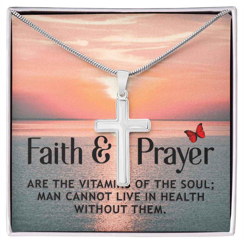Faith & Prayer -- Artisan Cross Necklace with Snake Chain
