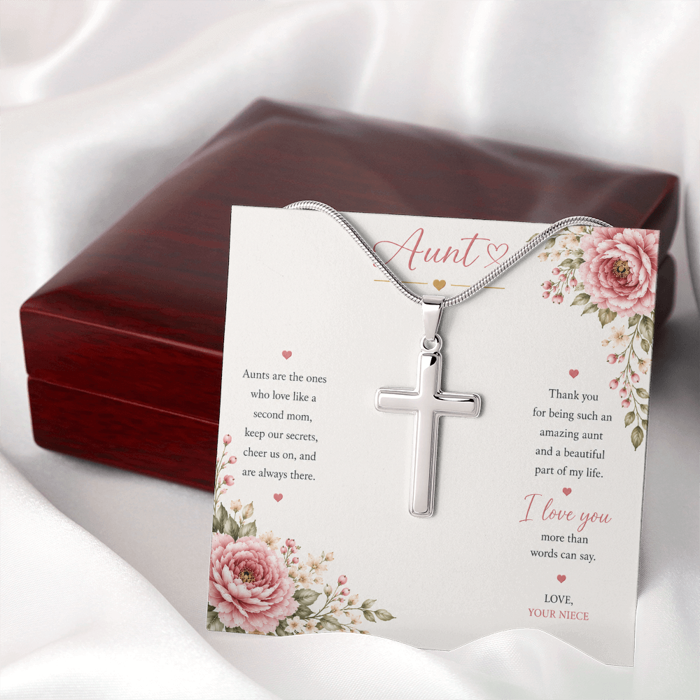 Aunt - Artisan Cross  Necklace with Snake Chain