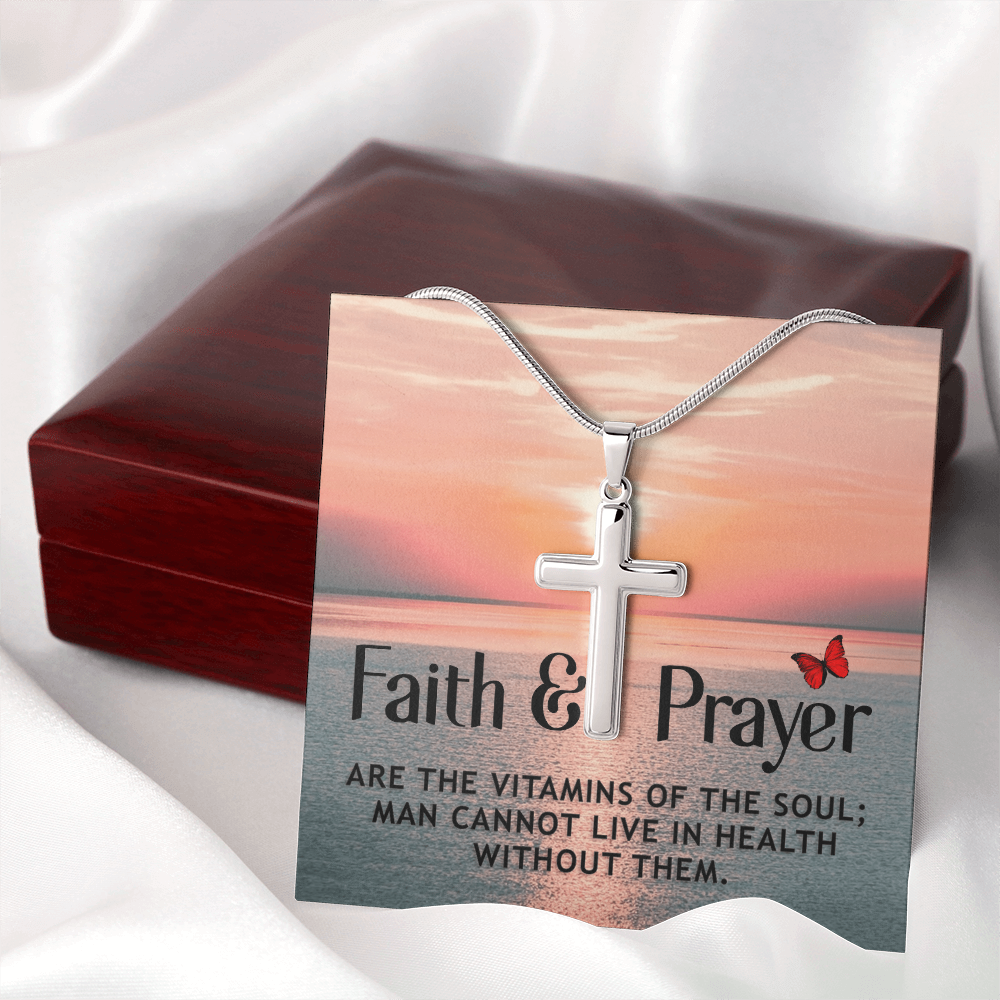 Faith & Prayer -- Artisan Cross Necklace with Snake Chain