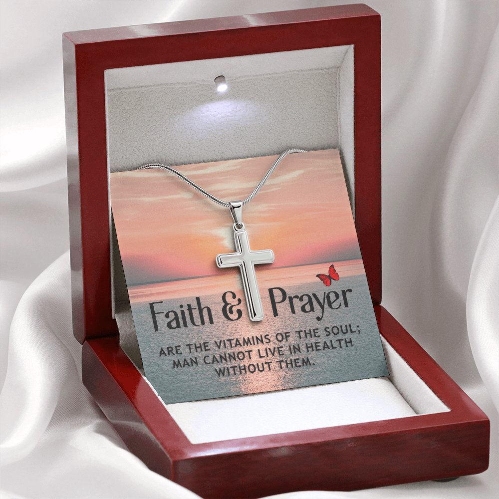 Faith & Prayer -- Artisan Cross Necklace with Snake Chain