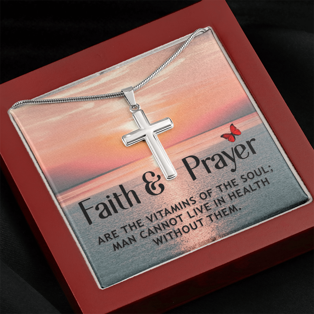 Faith & Prayer -- Artisan Cross Necklace with Snake Chain