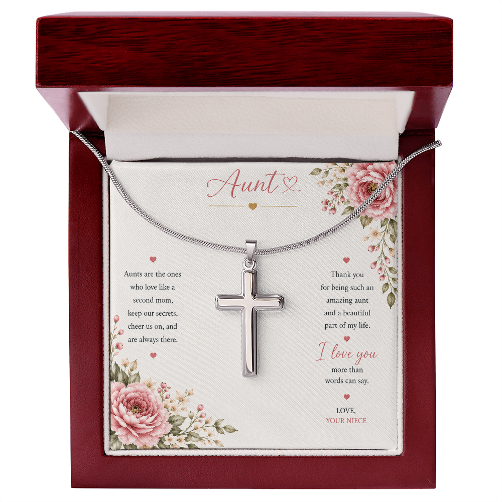 Aunt - Artisan Cross  Necklace with Snake Chain