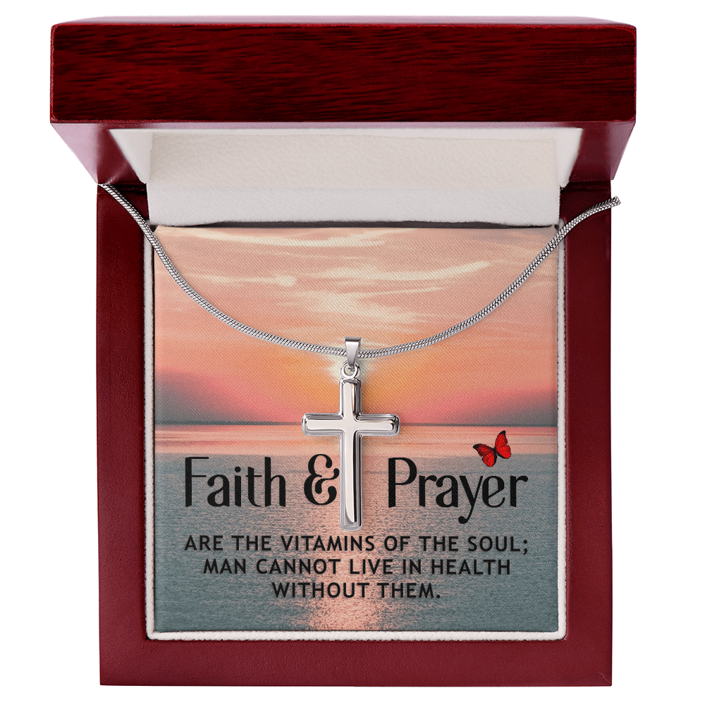 Faith & Prayer -- Artisan Cross Necklace with Snake Chain