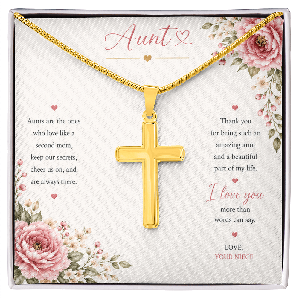 Aunt - Artisan Cross  Necklace with Snake Chain