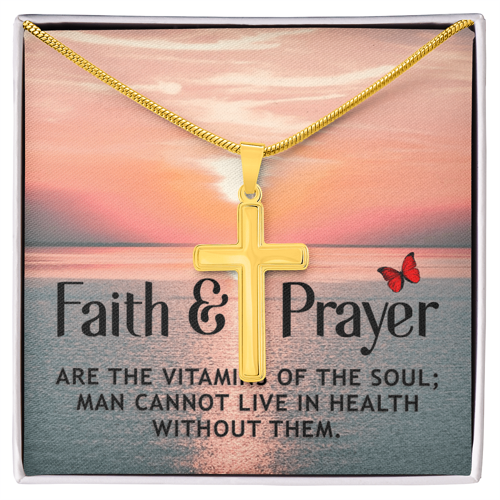 Faith & Prayer -- Artisan Cross Necklace with Snake Chain