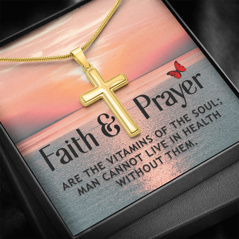 Faith & Prayer -- Artisan Cross Necklace with Snake Chain