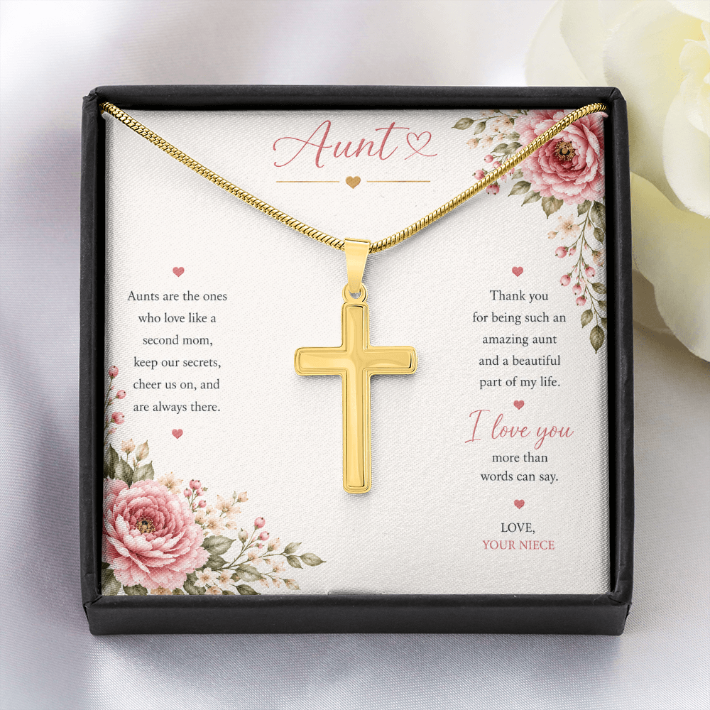 Aunt - Artisan Cross  Necklace with Snake Chain