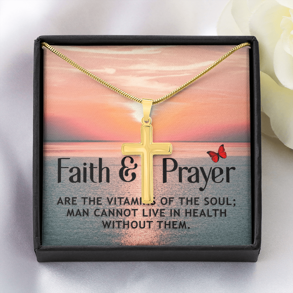 Faith & Prayer -- Artisan Cross Necklace with Snake Chain
