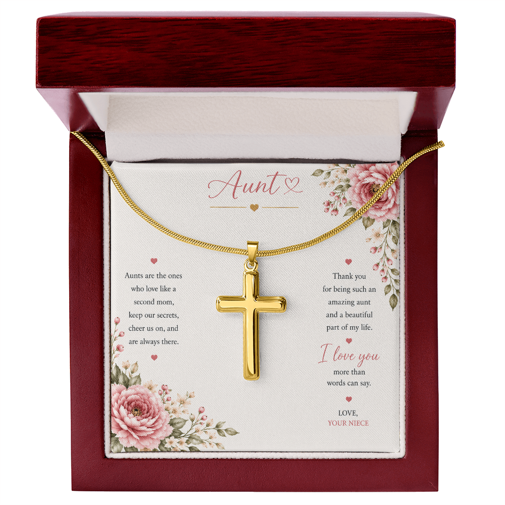 Aunt - Artisan Cross  Necklace with Snake Chain