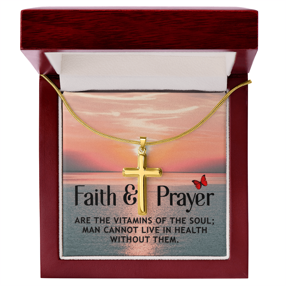 Faith & Prayer -- Artisan Cross Necklace with Snake Chain