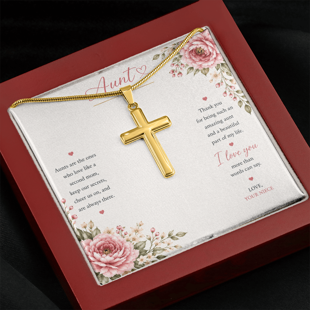 Aunt - Artisan Cross  Necklace with Snake Chain