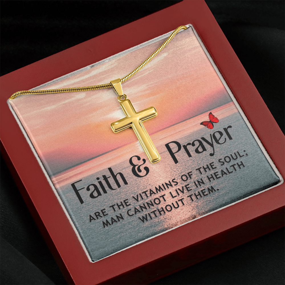 Faith & Prayer -- Artisan Cross Necklace with Snake Chain