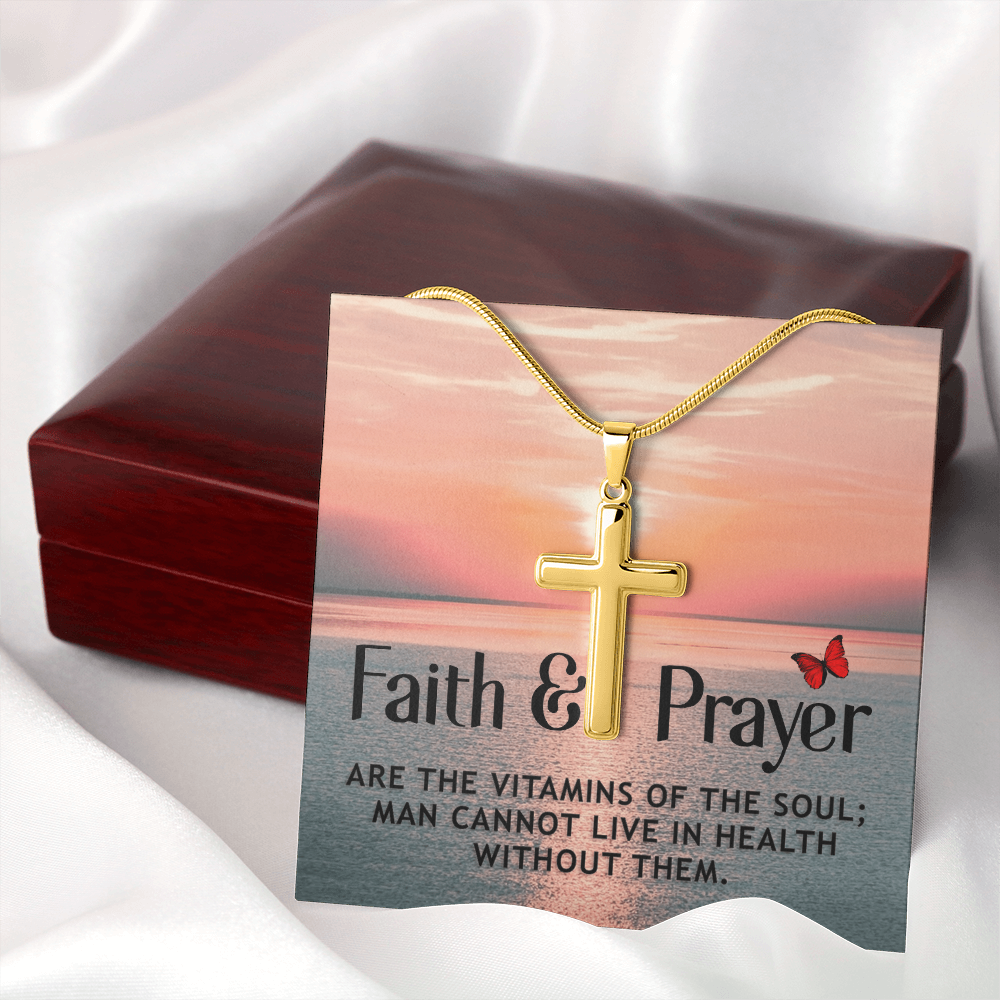Faith & Prayer -- Artisan Cross Necklace with Snake Chain