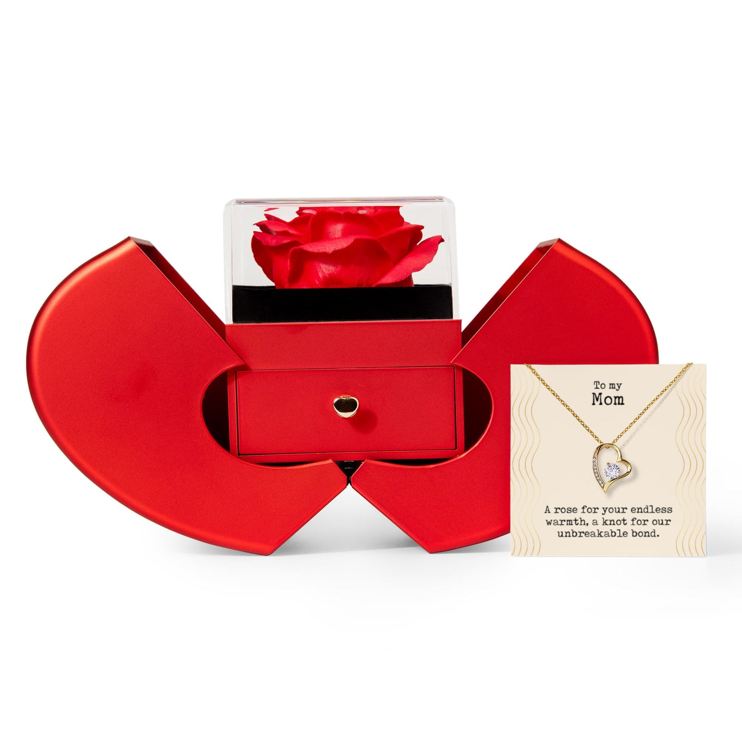 To My Mom - Forever Love Necklace with Red Heart Rose Box