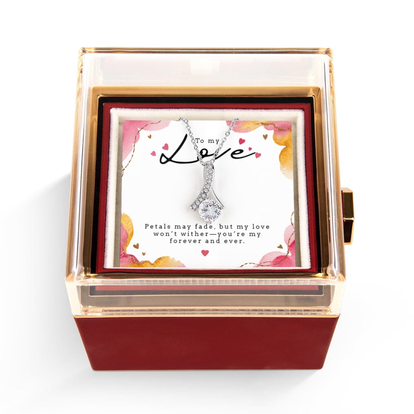 To My Love - Alluring Beauty Necklace with Rotating Rose Gift Box