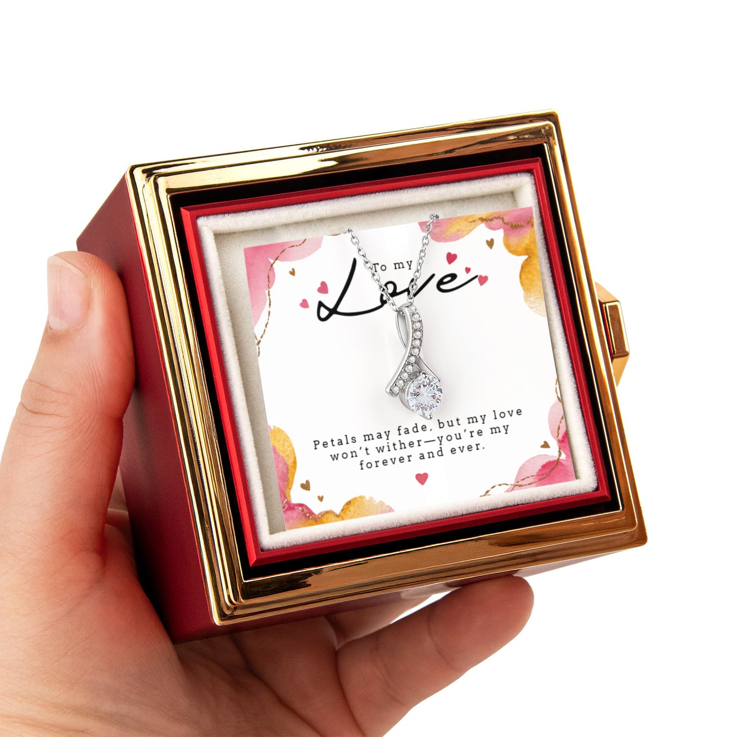 To My Love - Alluring Beauty Necklace with Rotating Rose Gift Box