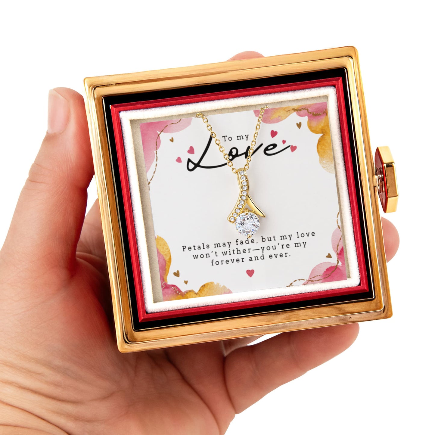 To My Love - Alluring Beauty Necklace with Rotating Rose Gift Box