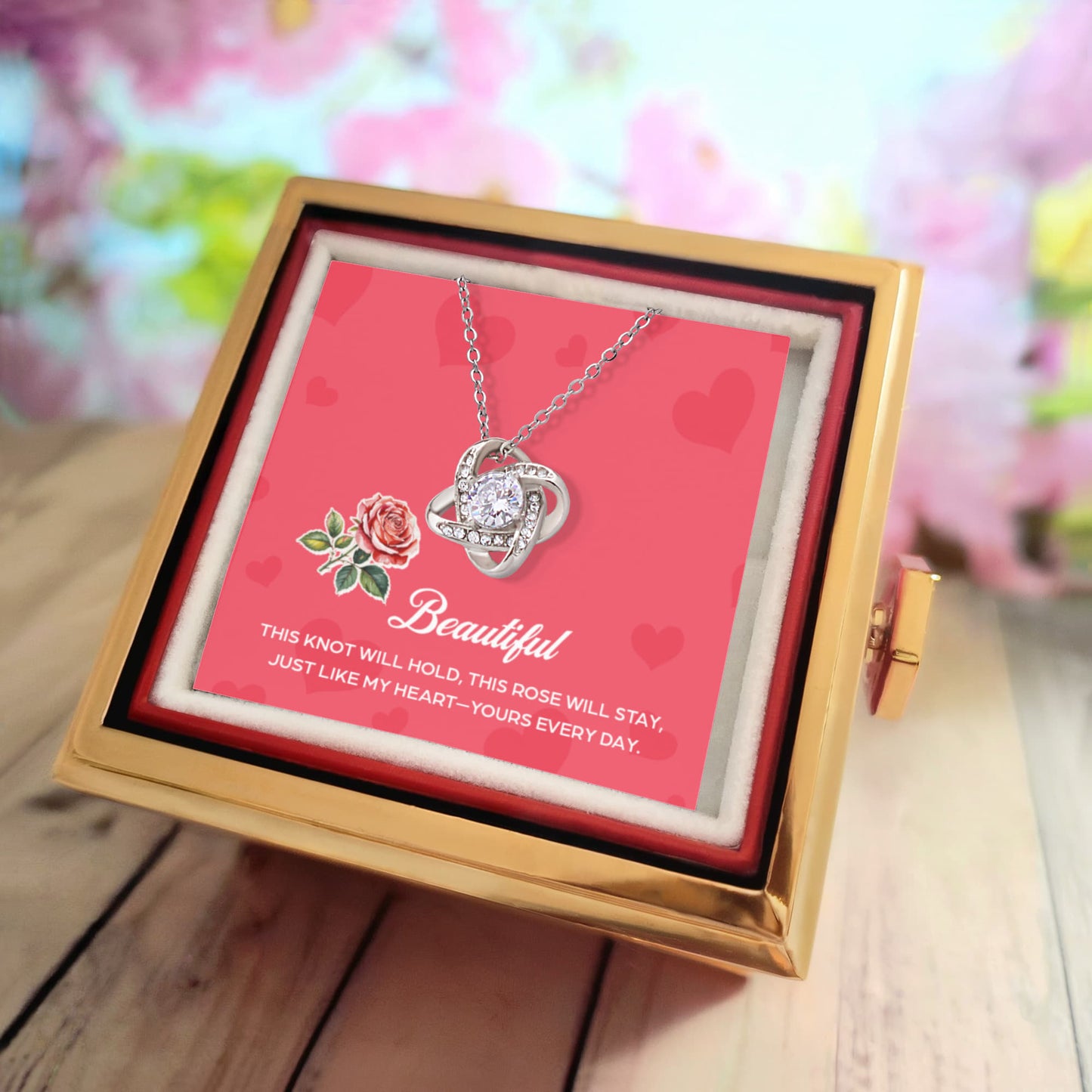 Beautiful - Love Knot Rotating Rose Gift Box