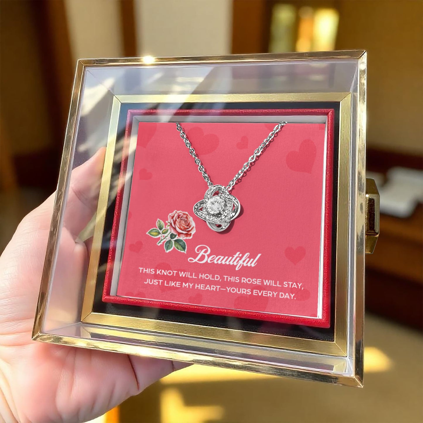 Beautiful - Love Knot Rotating Rose Gift Box