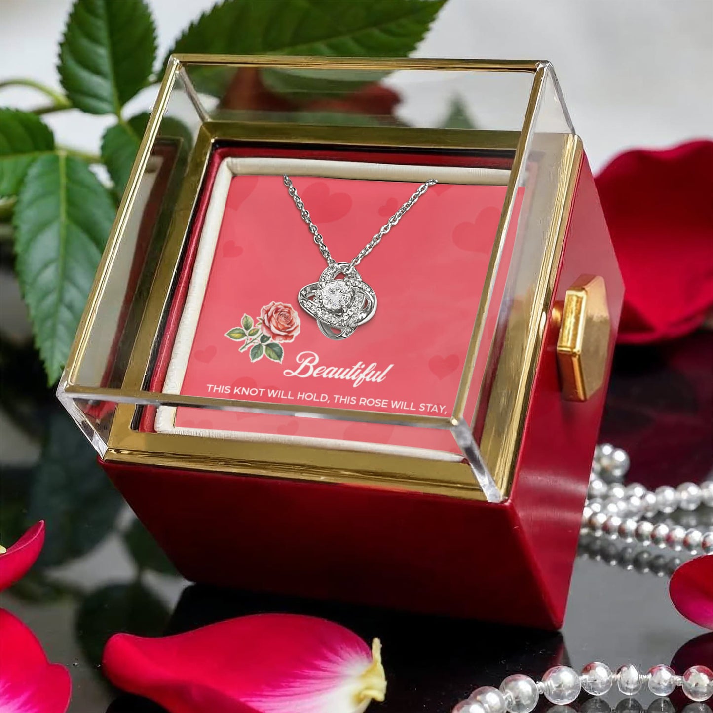 Beautiful - Love Knot Rotating Rose Gift Box
