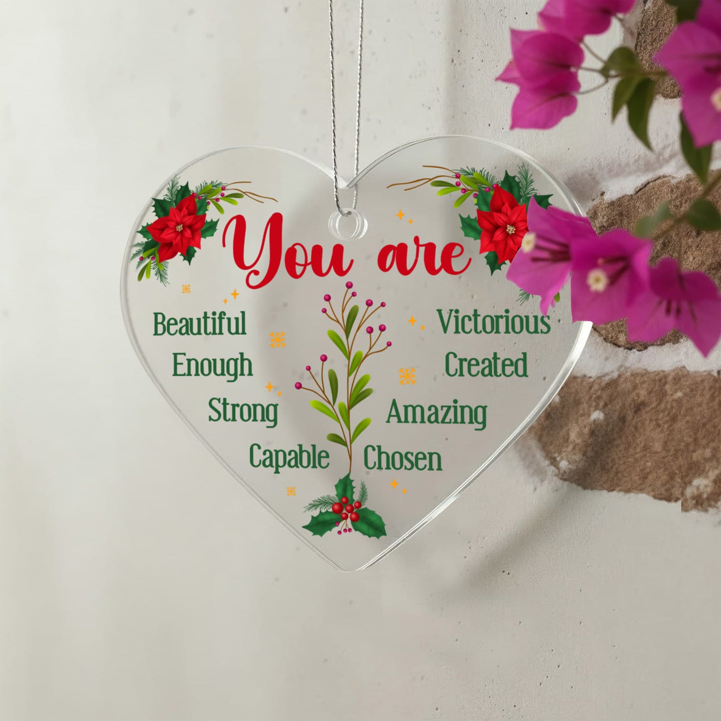 You Are Beautiful - Acrylic Heart Ornament