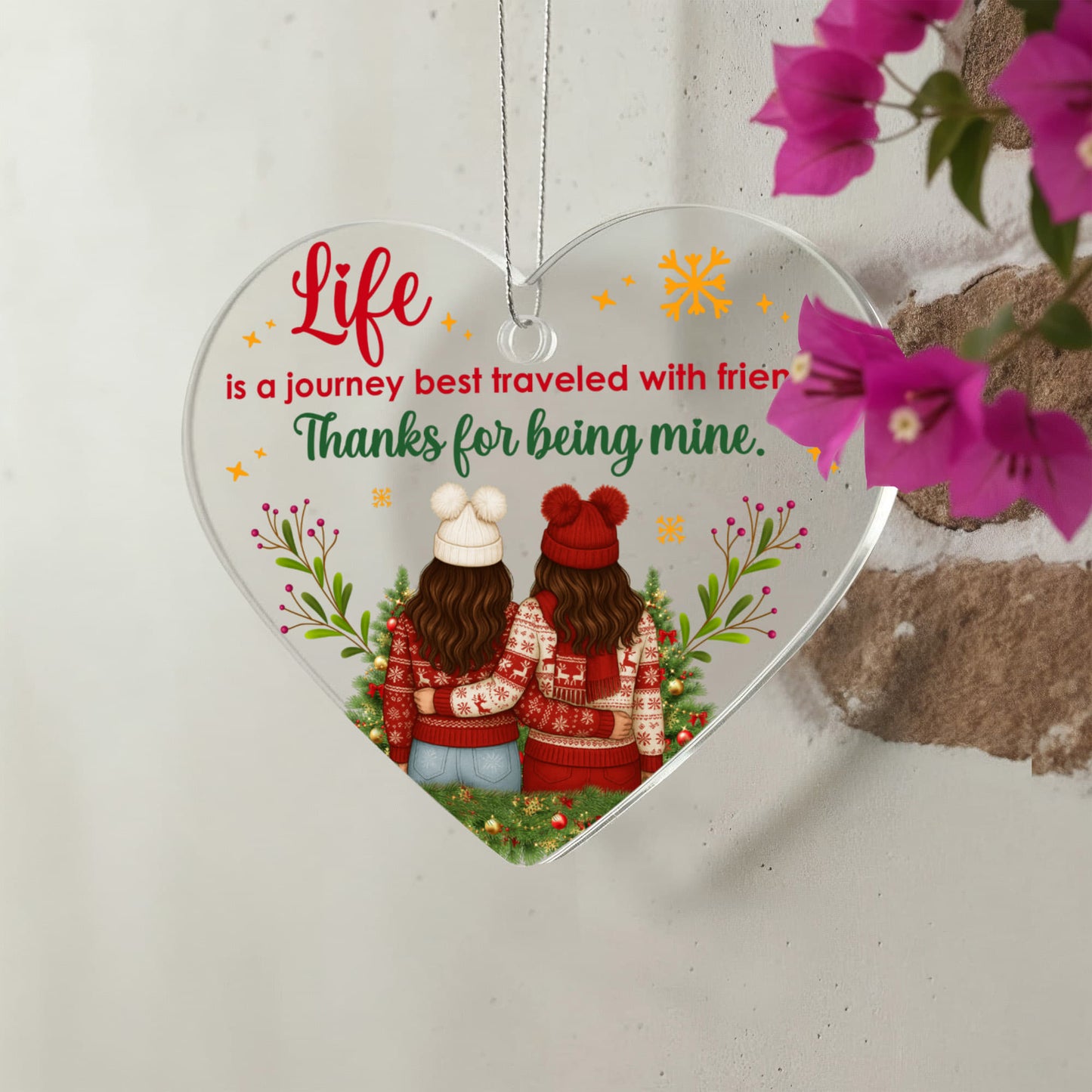 Life Is a Journey Friend - Acrylic Heart Ornament