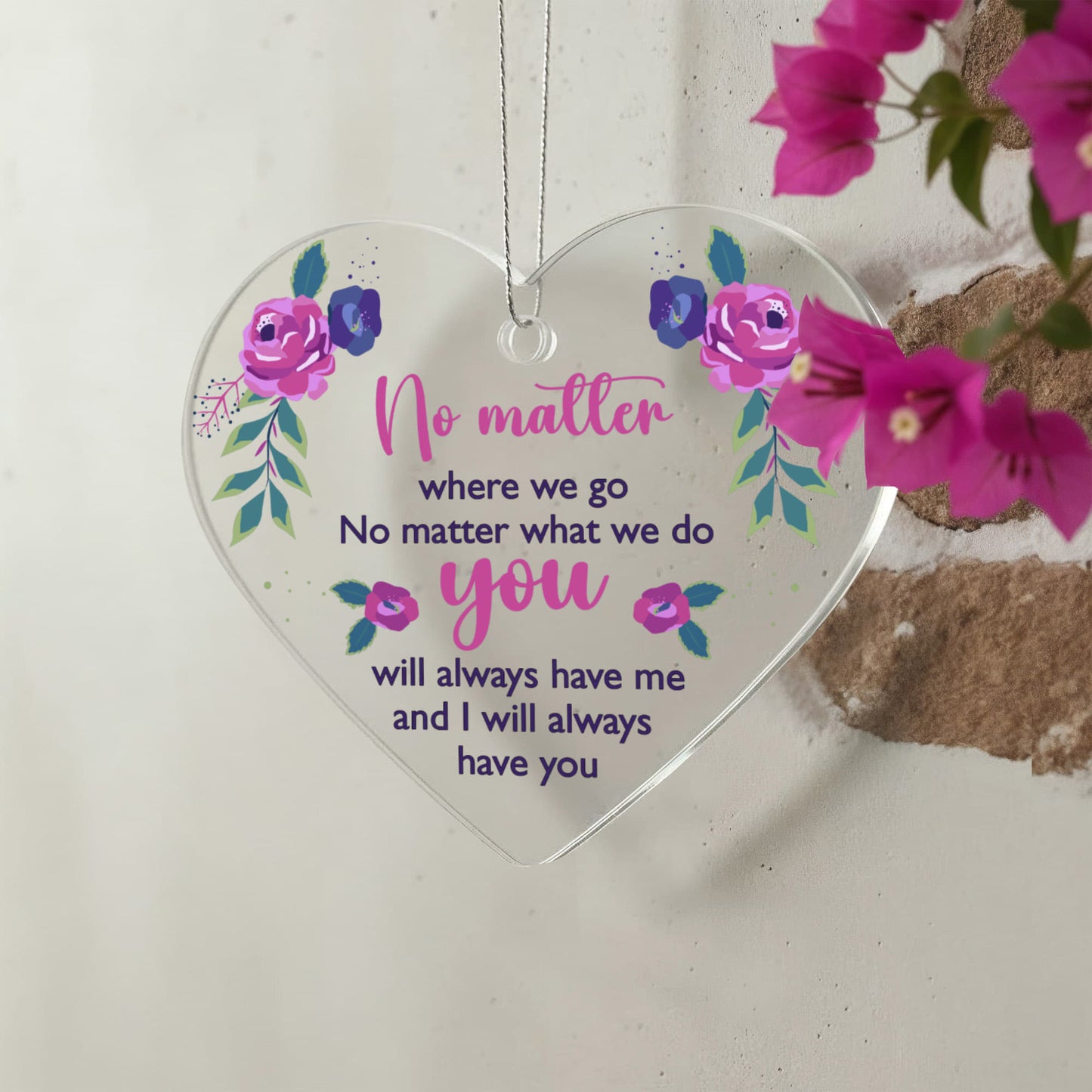 No Matter Where We Go - Acrylic Heart Ornament