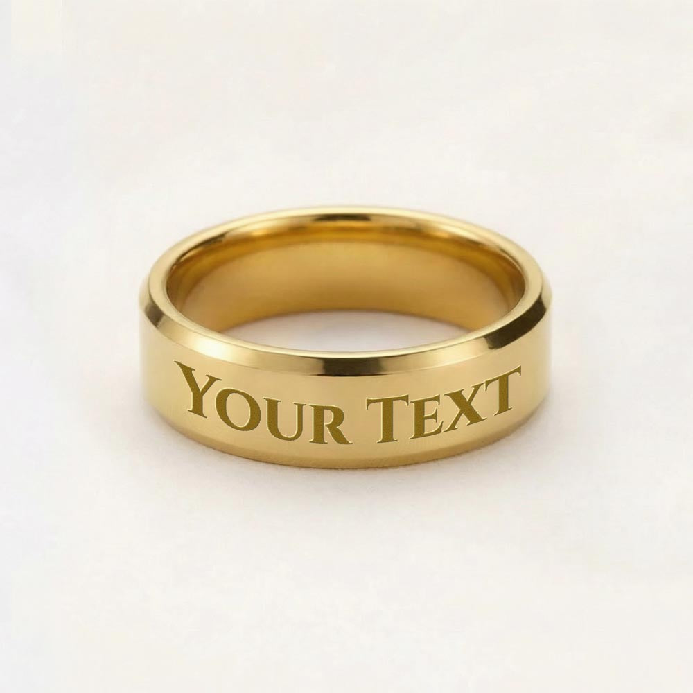 a gold ring that says YOUR TEXT with a white background.